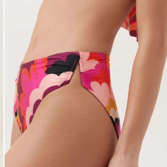 TRINA TURK SWIM Fan Faire V-Wire Side Cutout High Waist Swim Bottom Size 10 - Picture 3 of 8